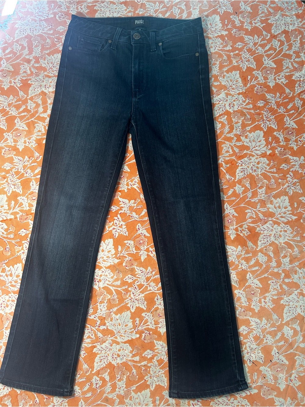 PAIGE Straight Leg Jeans in Dark Blue - Picture 3 of 6